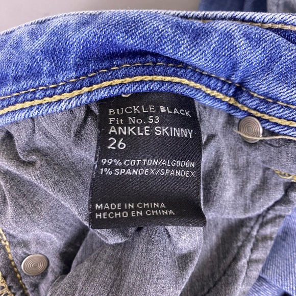 Buckle Black  Skinny Jeans Women's 26 Fit No. 53 Blue Ankle Distressed *Flaw* - Picture 3 of 13